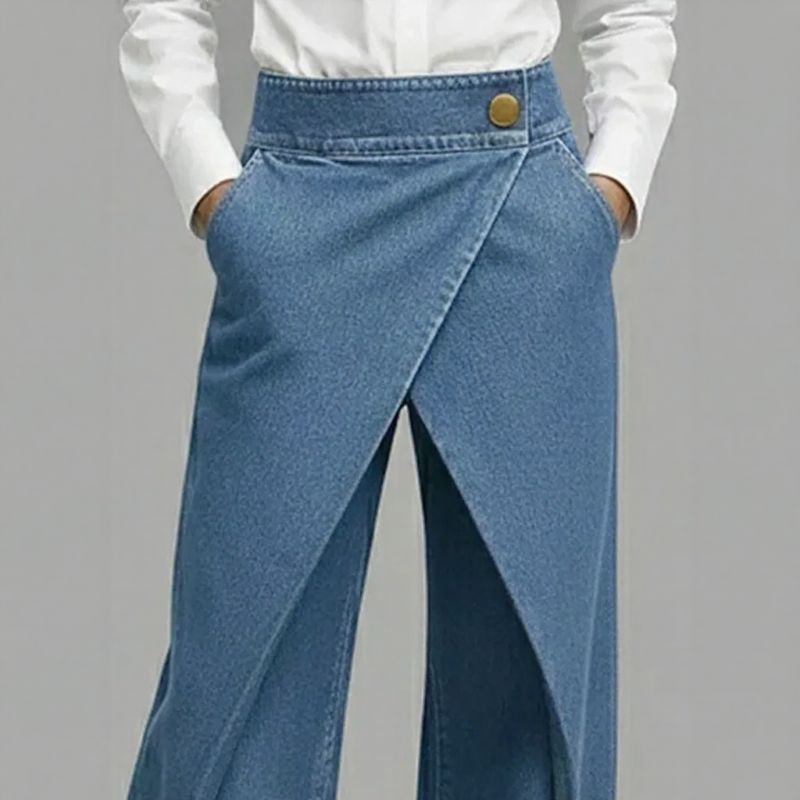 Anya™ Jeans mit Wickeleffekt und asymmetrischer Frontüberlappung