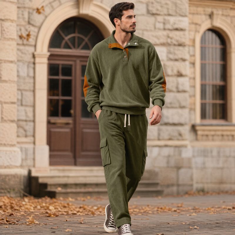 Lars™ Premium-Set aus strukturierter Strickware mit knöpfbarem Stehkragen-Oberteil