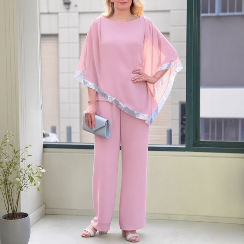 Lola™ Set Oversize-Bluse mit kontrastierendem silbernen Detail und Palazzohose