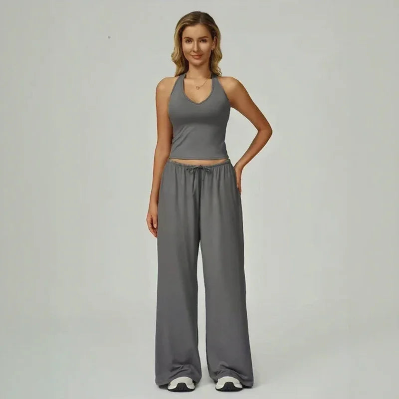 Lunary™ Set Mit Minimalistischem Top und Fließender Pantalonhose
