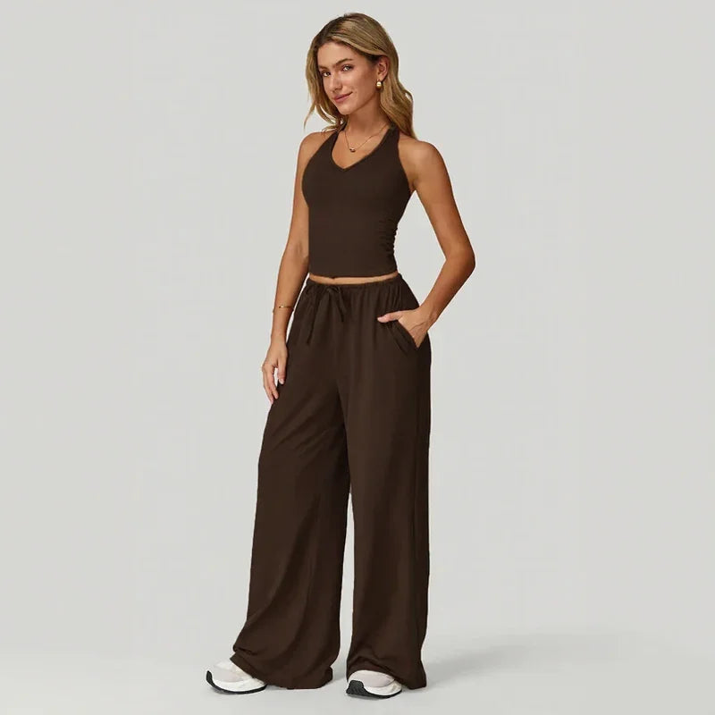 Lunary™ Set Mit Minimalistischem Top und Fließender Pantalonhose