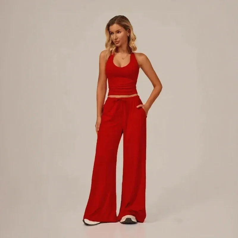 Lunary™ Set Mit Minimalistischem Top und Fließender Pantalonhose