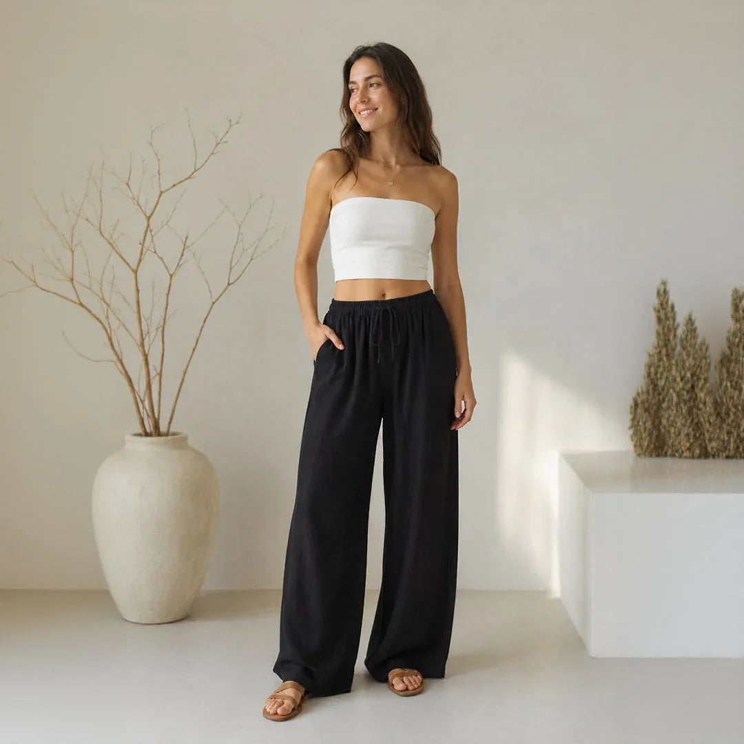 Lavinia™ Baumwoll-Leinenhose mit Verstellbarem Kordelzug