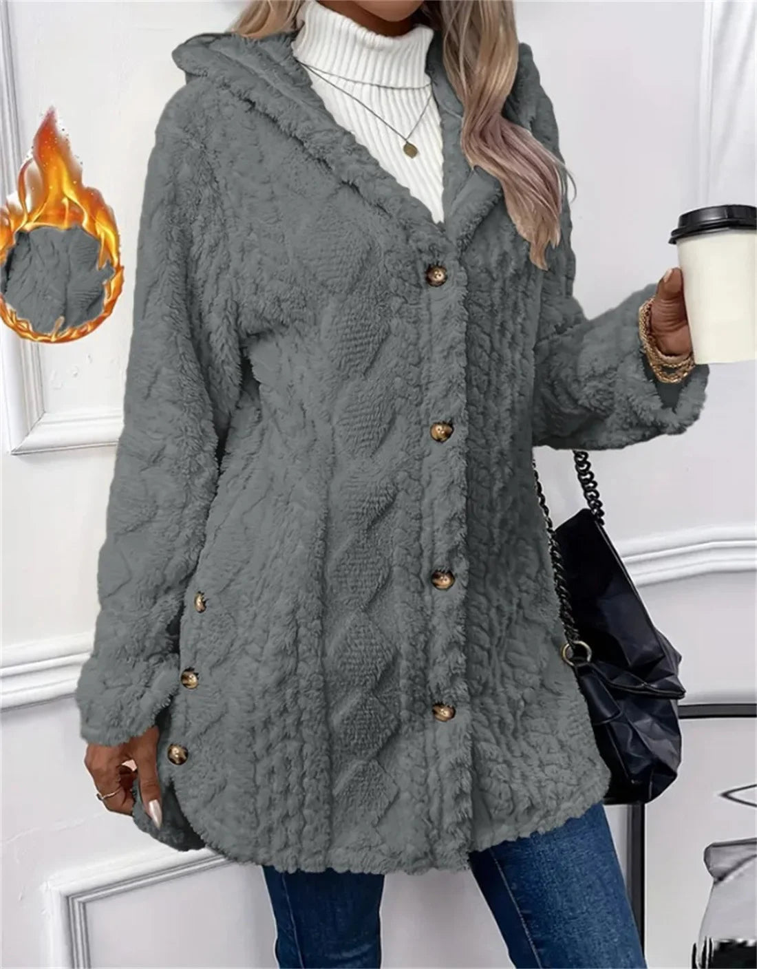Übergangsjacke Damen | Mantel Damen | Knopfleiste & Wärmender Tragekomfort