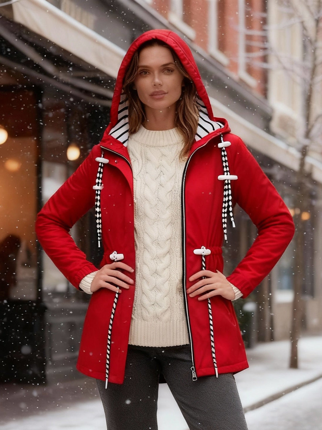 Übergangsjacke Damen | Regenjacke Damen | Kapuze & versetzter Zipper für flexiblen Schutz