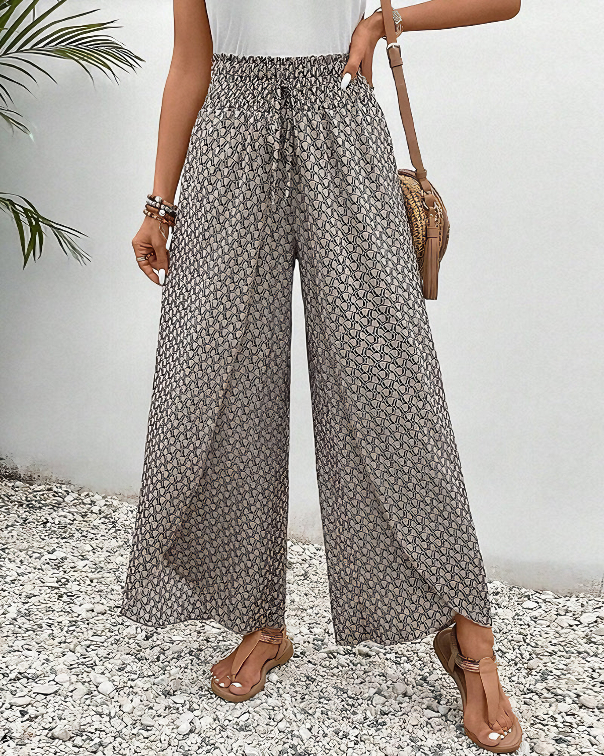 Lizzy | Hose mit weitem Bein und Geometrie-Druck
