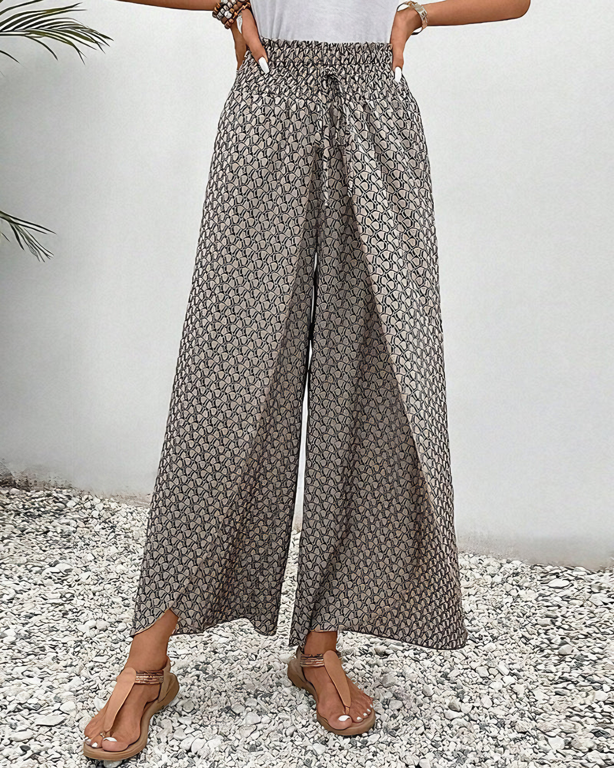Lizzy | Hose mit weitem Bein und Geometrie-Druck
