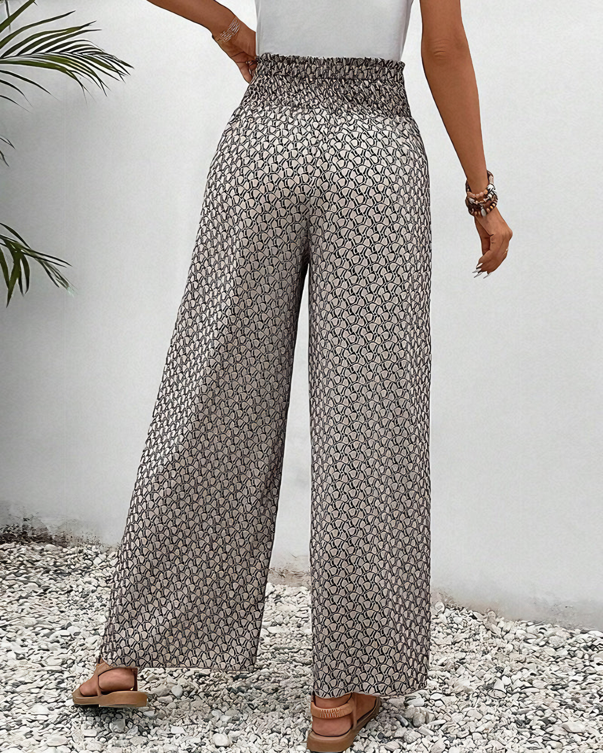 Lizzy | Hose mit weitem Bein und Geometrie-Druck
