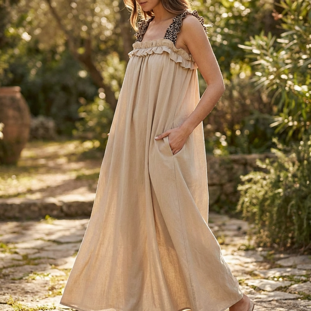 Neapel™ Maxikleid aus leichter Viskose mit Leo-Trägern und lockerem Fall