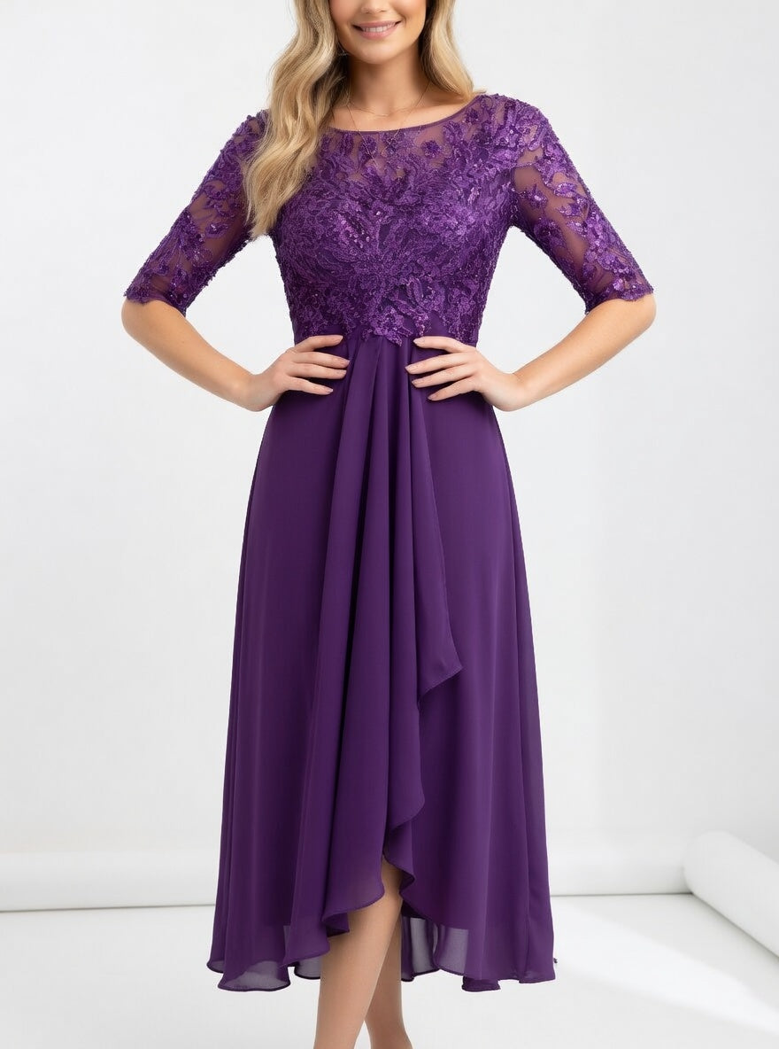 Zerda – Elegantes Midi Kleid Aus Spitze