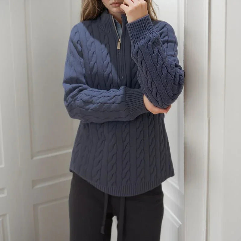 Mathilde™-Pullover aus Zopfstrick mit Hohem Kragen  / Das Must-Have für Winterliche Looks mit Präsenz!