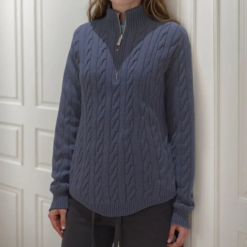 Mathilde™-Pullover aus Zopfstrick mit Hohem Kragen  / Das Must-Have für Winterliche Looks mit Präsenz!