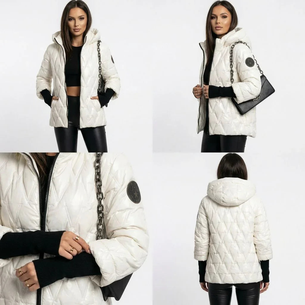 Vogue™ Steppjacke aus Baumwolle mit Strukturierter Kapuze und Layered-Ärmeldesign