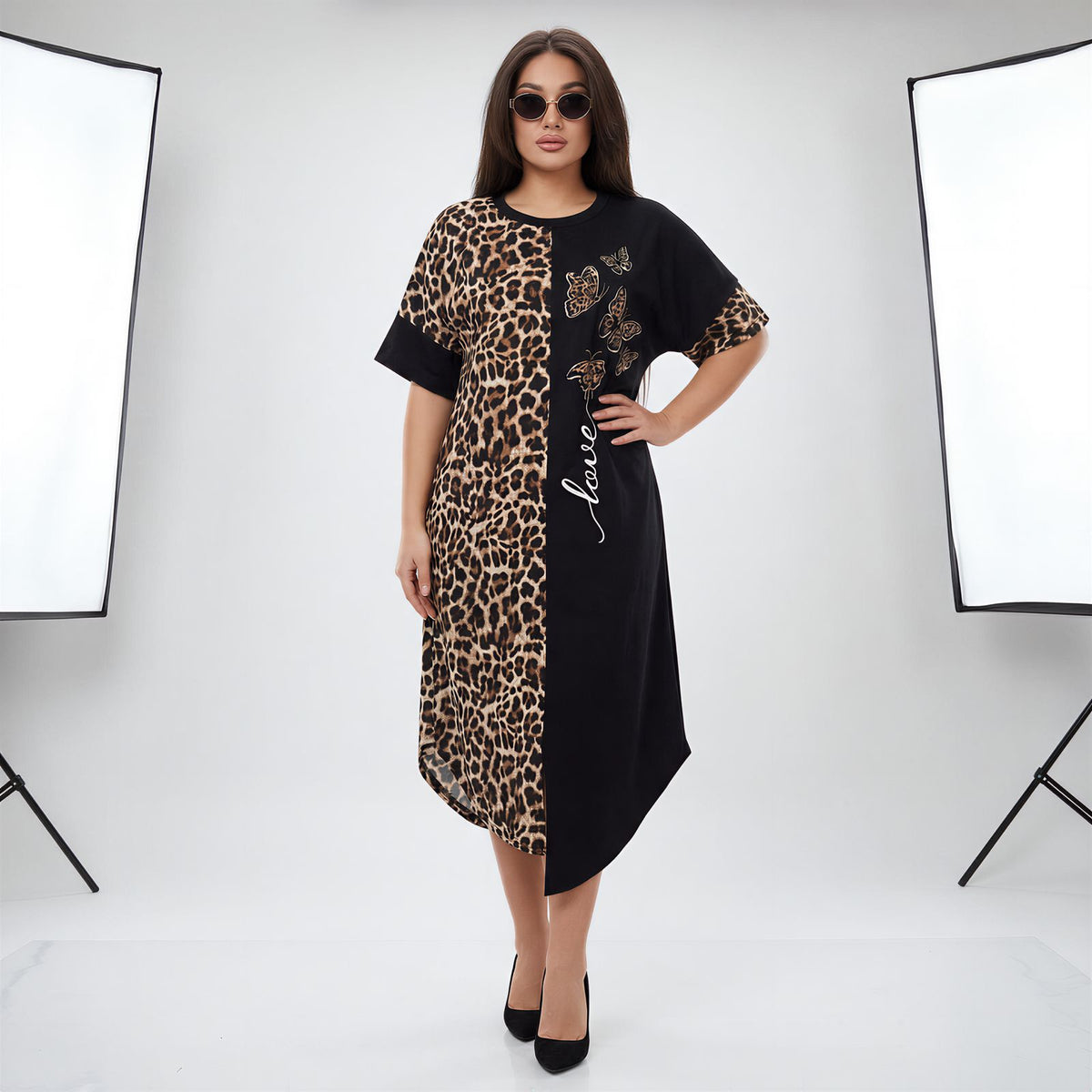 Lille™ Kleid aus leichter Viskose mit Animal-Print-Details