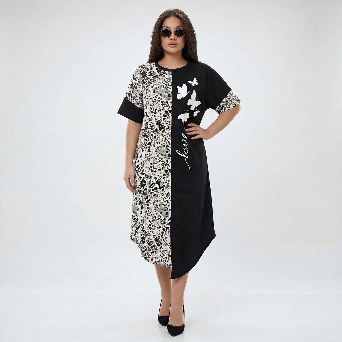 Lille™ Kleid aus leichter Viskose mit Animal-Print-Details