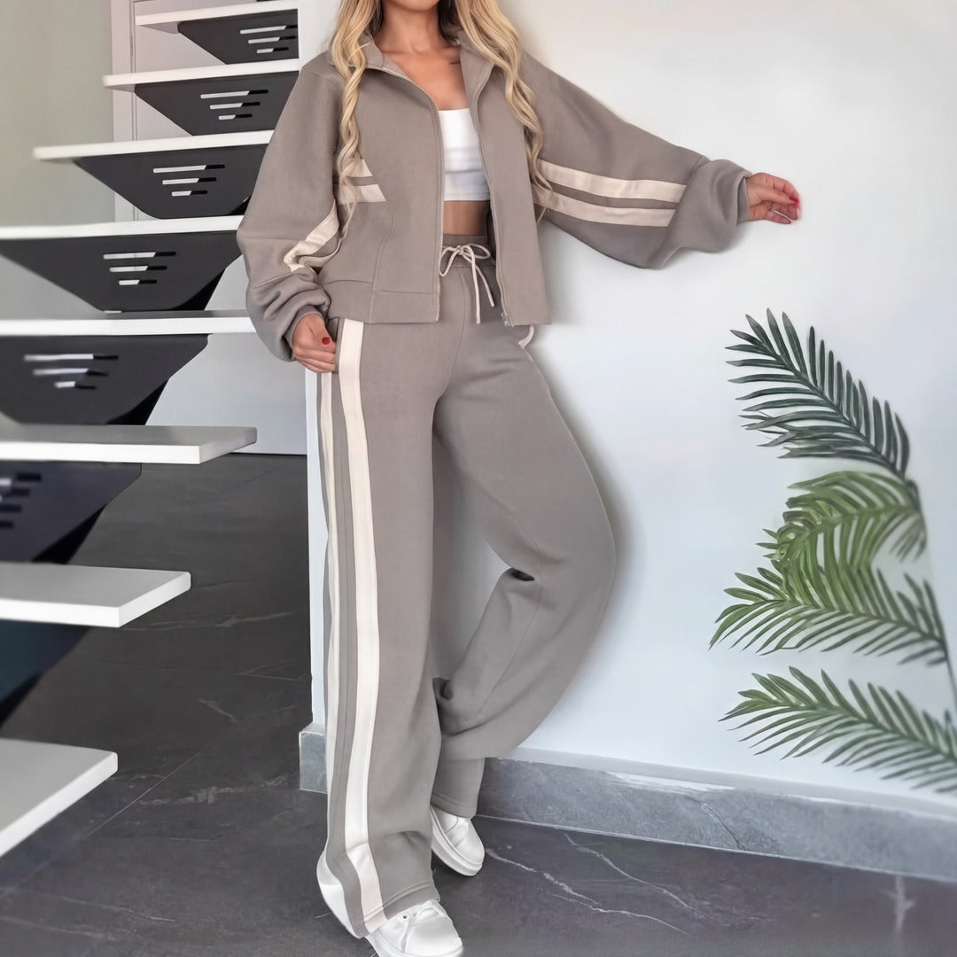 Angelina™ Set mit Stehkragenjacke und modernen Streifen