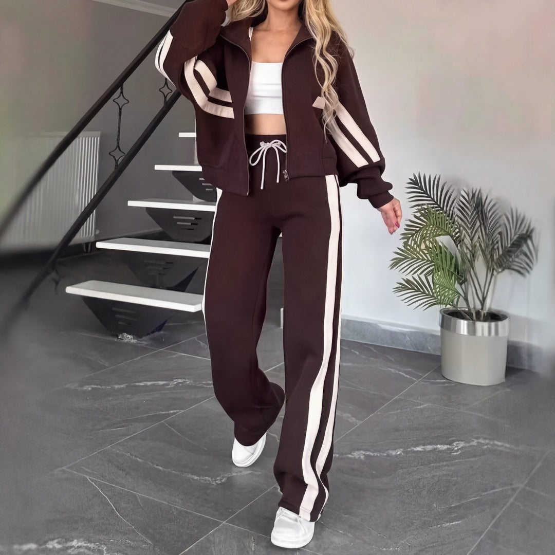 Angelina™ Set mit Stehkragenjacke und modernen Streifen