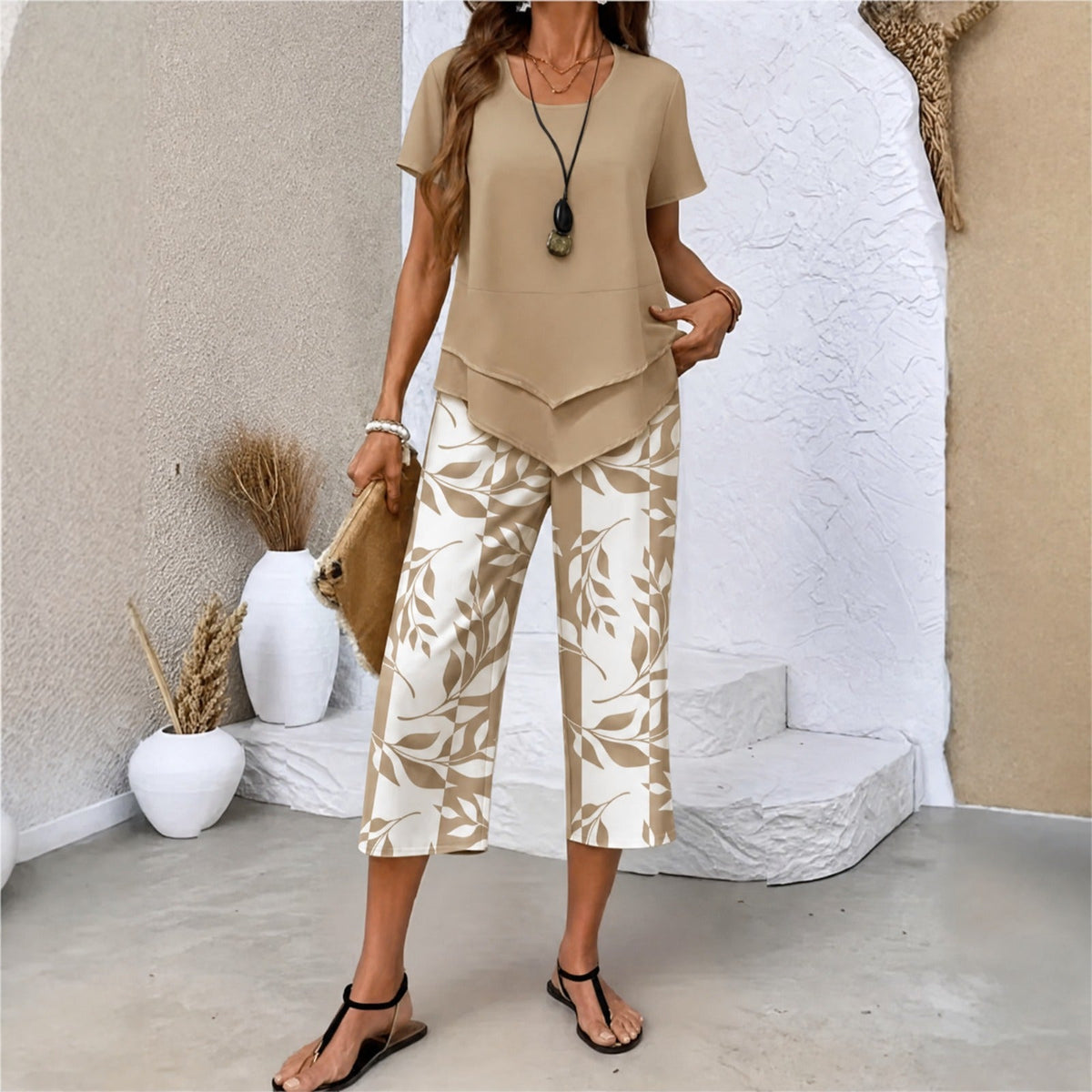 Nativ™ Set mit Lagenbluse und gemusterter Capri Hose