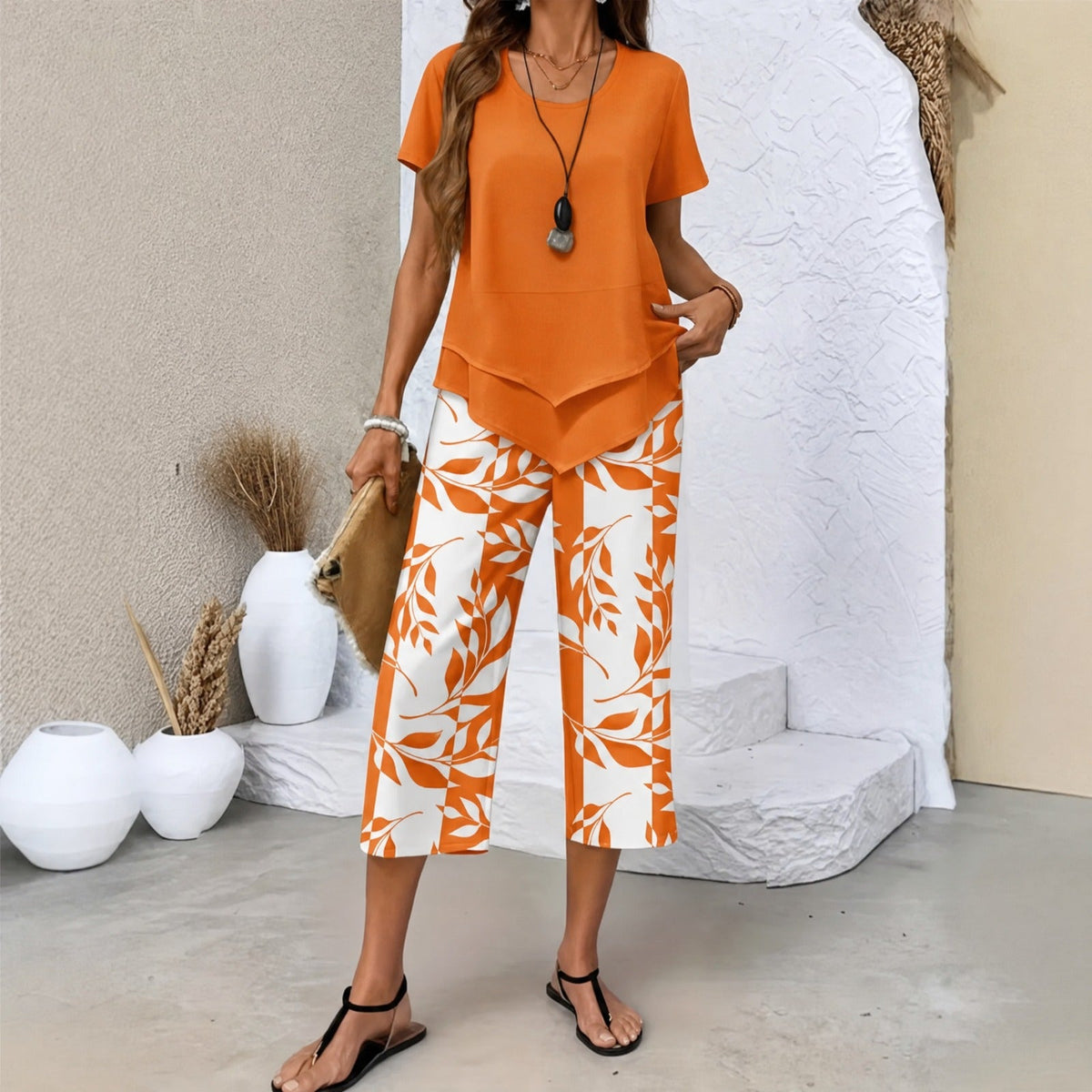 Nativ™ Set mit Lagenbluse und gemusterter Capri Hose