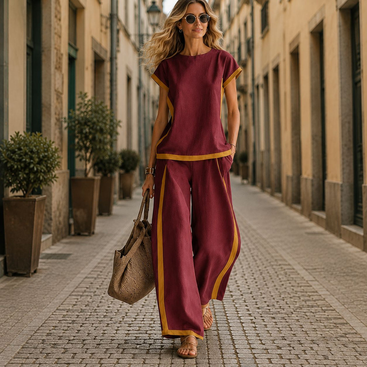 Lissara™-Set mit Minimalistischer Bluse und Einer Hose mit Figurbetonenden Schnitten
