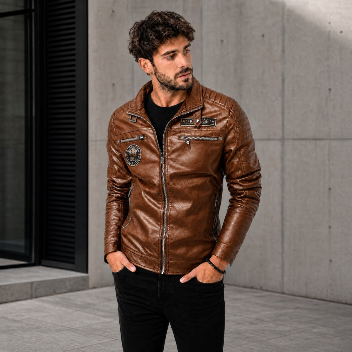 Vorreiter™ Premium Lederjacke mit Stehkragen