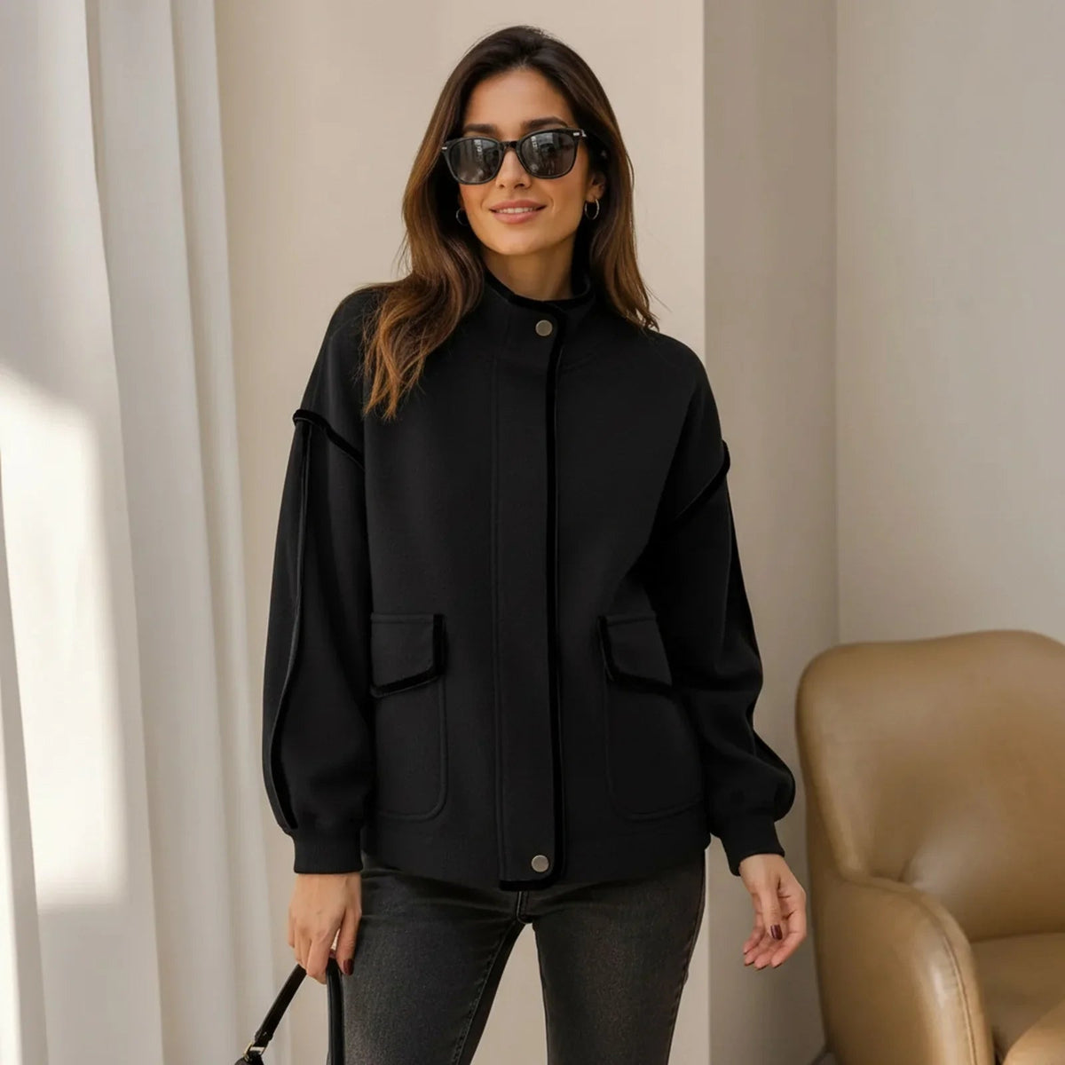 Vivienne™ Mantel aus Strukturiertem Strick mit Eleganten Konturen