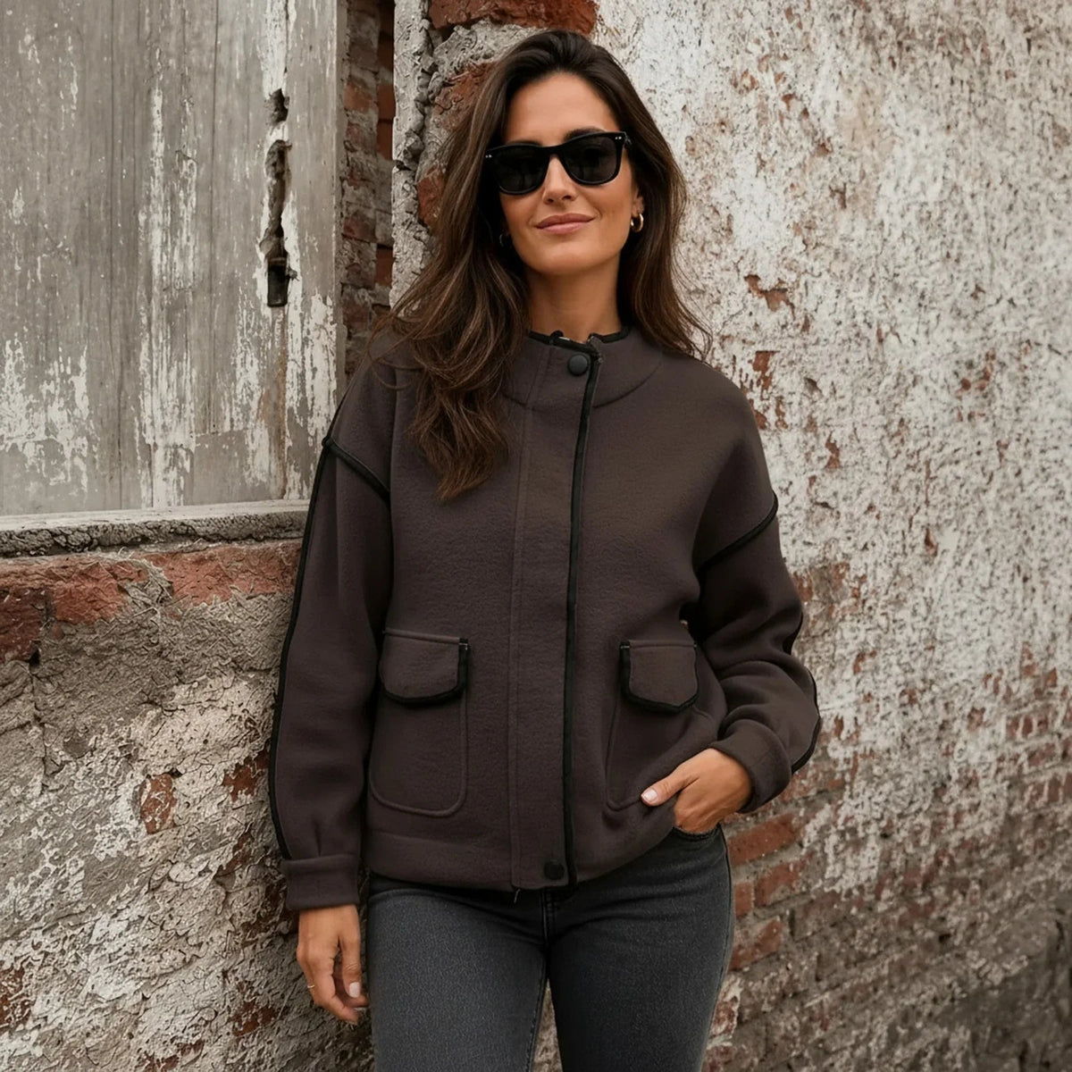 Vivienne™ Mantel aus Strukturiertem Strick mit Eleganten Konturen