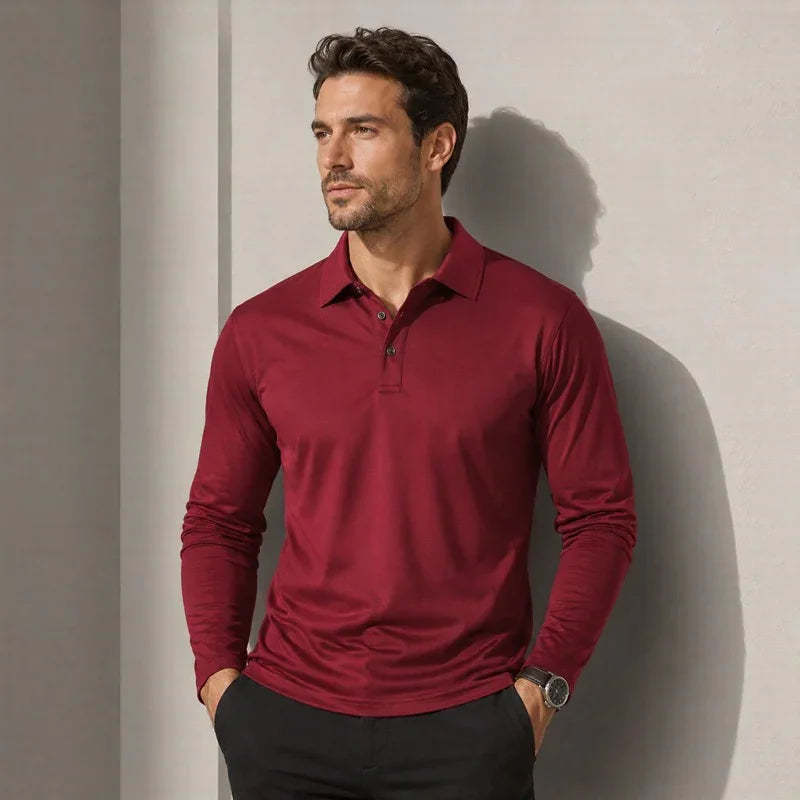 Salvatore™ Langarm-Poloshirt aus Premium-Atmungsaktivem Strick