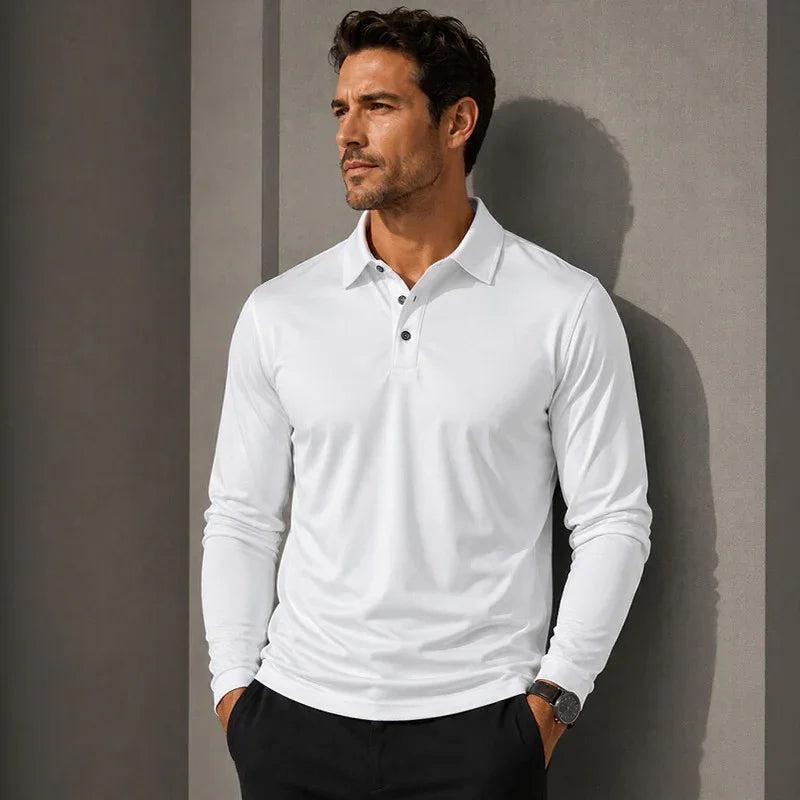 Salvatore™ Langarm-Poloshirt aus Premium-Atmungsaktivem Strick