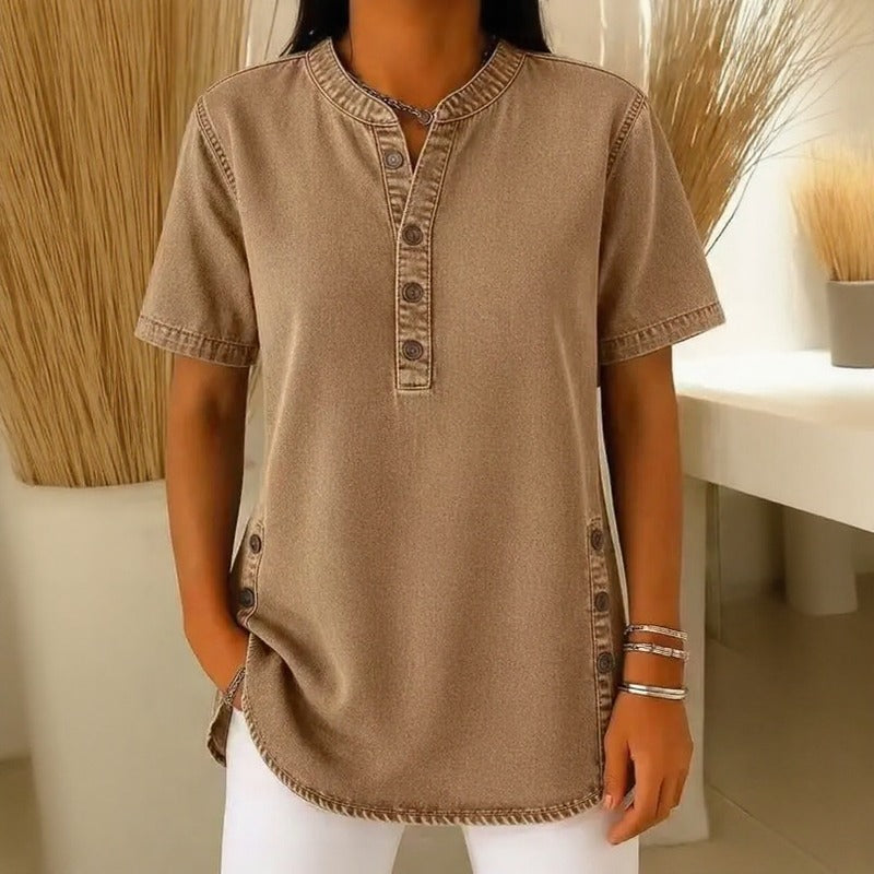 Jeansbluse Calenny™ Mit Gewaschener Optik und Lockerer Passform