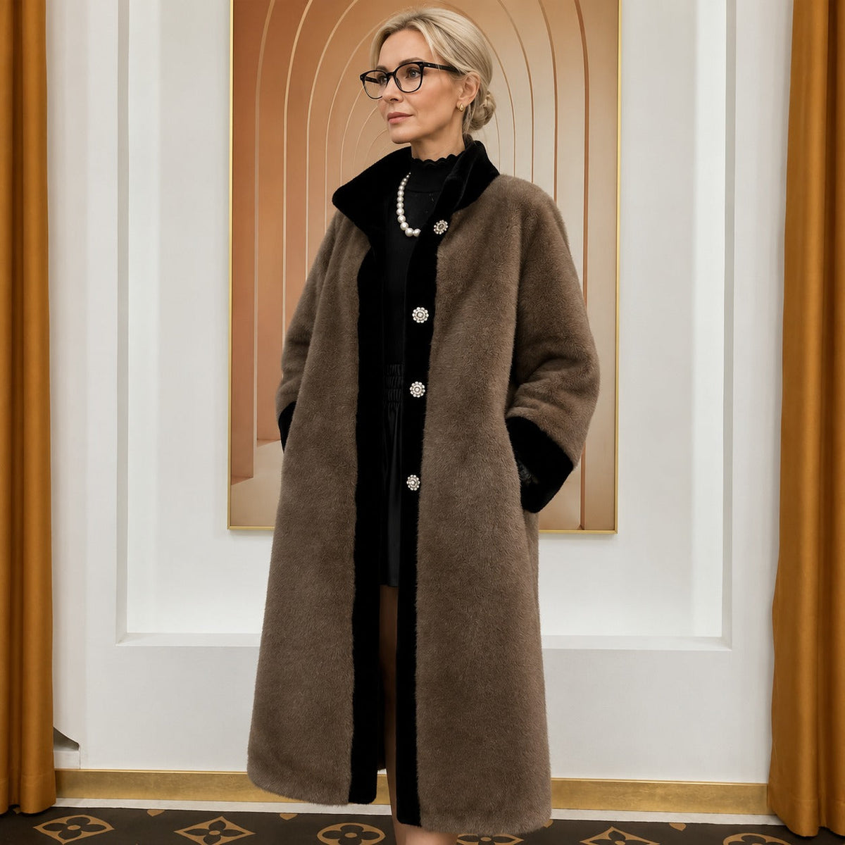Saint Moritz™ Luxusmantel aus Samtimitat für Eleganten Winterkomfort