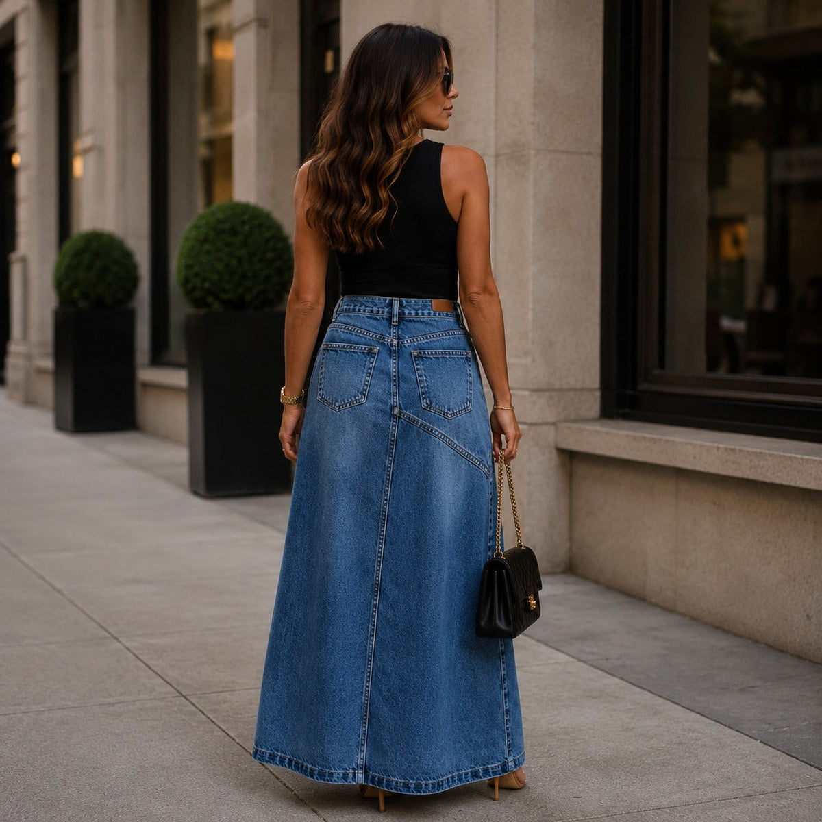 Siena™ Jeans-Maxirock mit Verlängernder Silhouette und Modernem Design