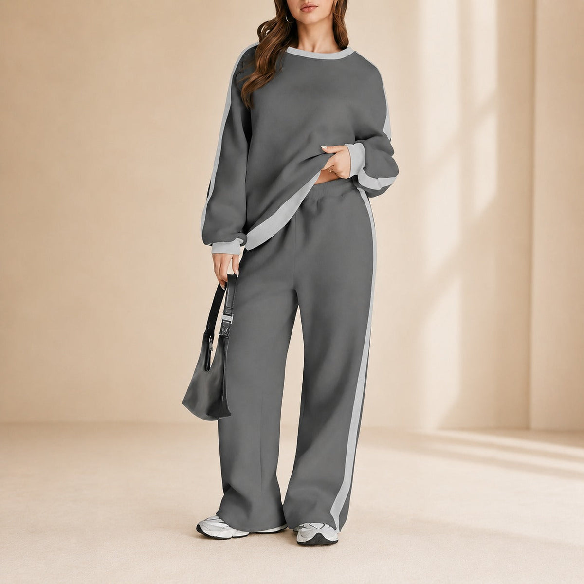 Celestelle™ Sweatshirt-Set Mit Seitlichen Streifen Und Weiter Hose
