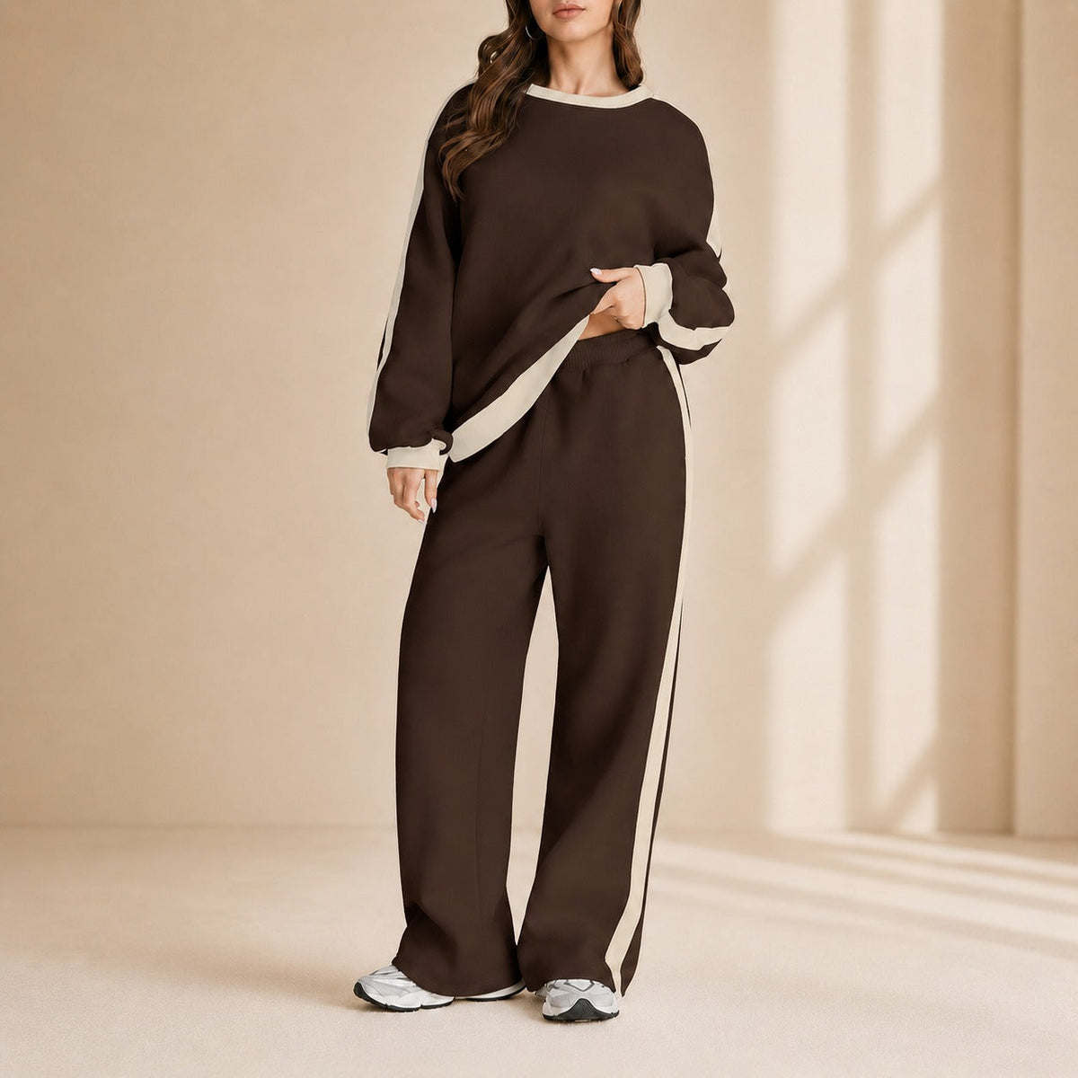 Celestelle™ Sweatshirt-Set Mit Seitlichen Streifen Und Weiter Hose