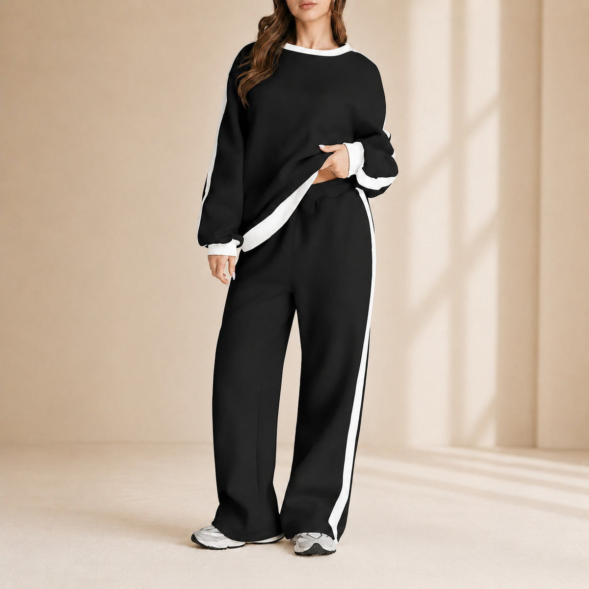 Celestelle™ Sweatshirt-Set Mit Seitlichen Streifen Und Weiter Hose