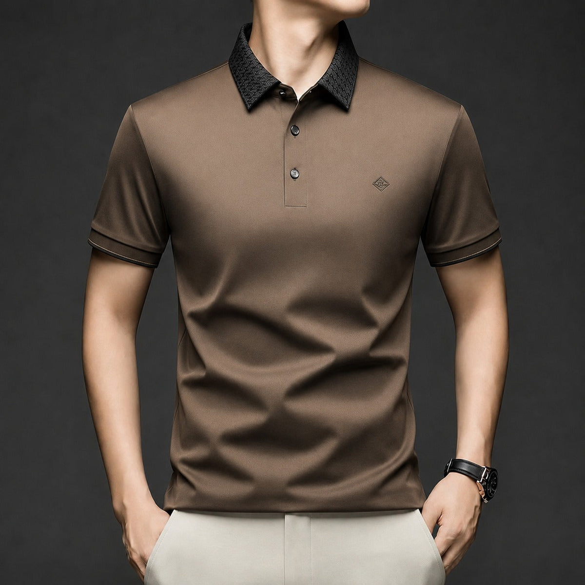 Alviero™ Poloshirt mit Strukturkragen und Flexiblem Gewebe
