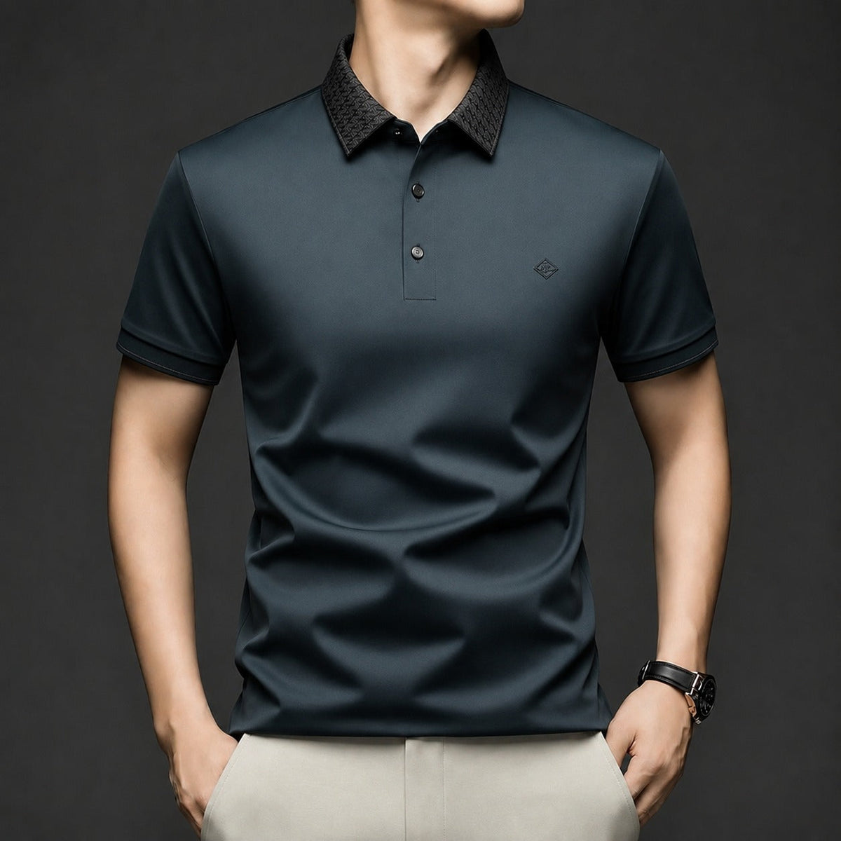 Alviero™ Poloshirt mit Strukturkragen und Flexiblem Gewebe