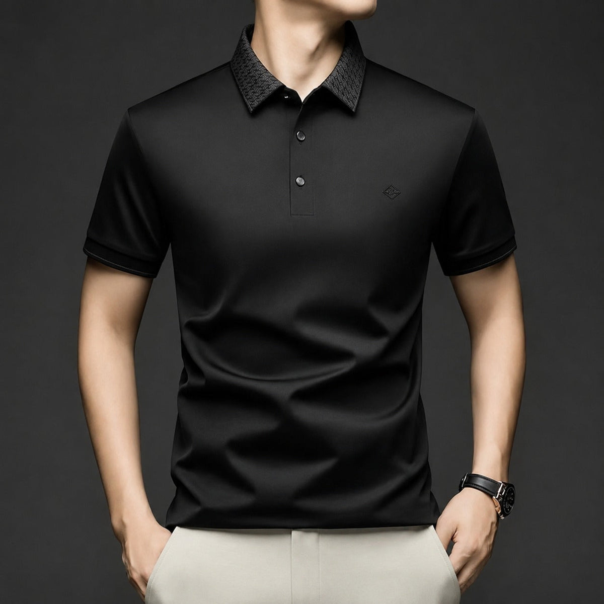 Alviero™ Poloshirt mit Strukturkragen und Flexiblem Gewebe