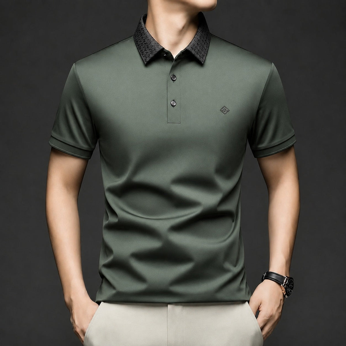 Alviero™ Poloshirt mit Strukturkragen und Flexiblem Gewebe