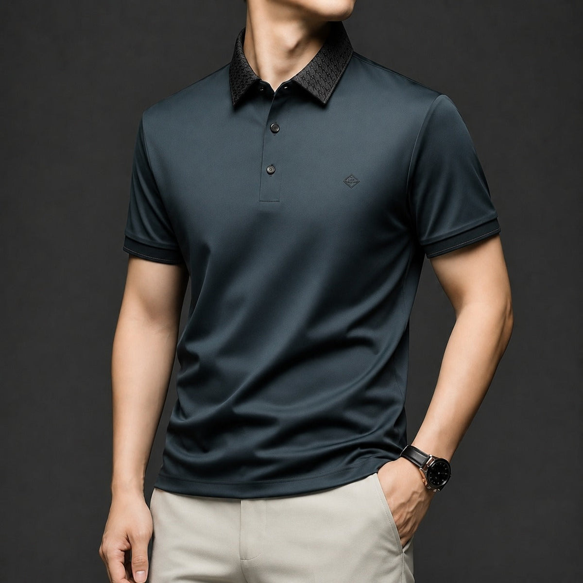 Alviero™ Poloshirt mit Strukturkragen und Flexiblem Gewebe