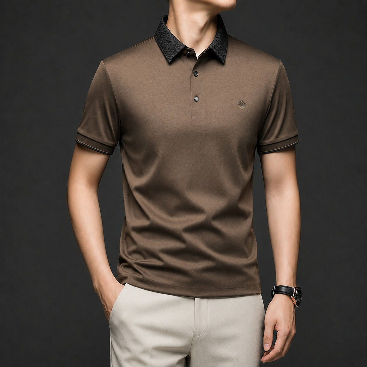 Alviero™ Poloshirt mit Strukturkragen und Flexiblem Gewebe