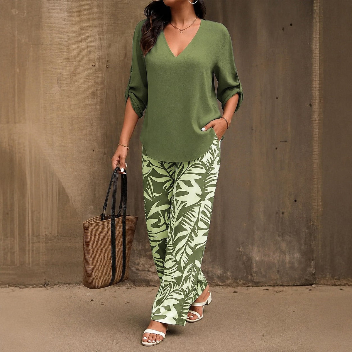 Bellariva™ Set mit Gemusterter Hose und Leichter Bluse