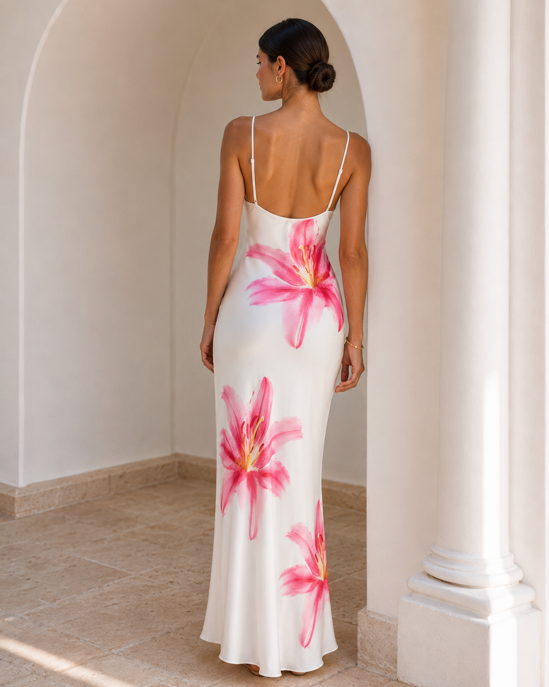 Damen figurbetontes Midikleid mit eckigem Ausschnitt und Blumenprint