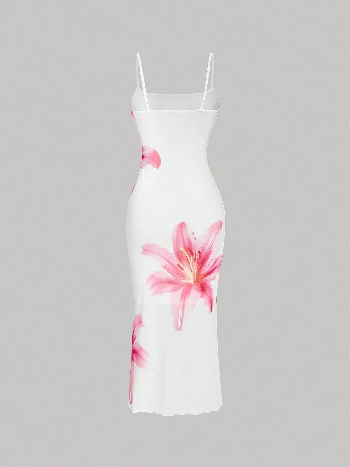 Damen figurbetontes Midikleid mit eckigem Ausschnitt und Blumenprint
