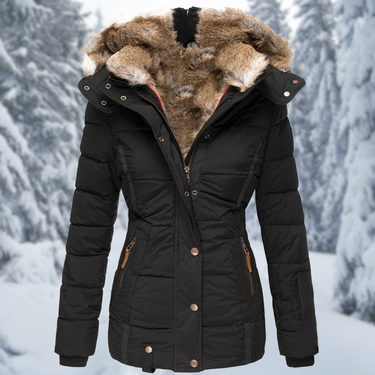 Winterjacke Damen | Steppjacke Damen | Tailliert & Abnehmbare Kapuze für Flexibilität
