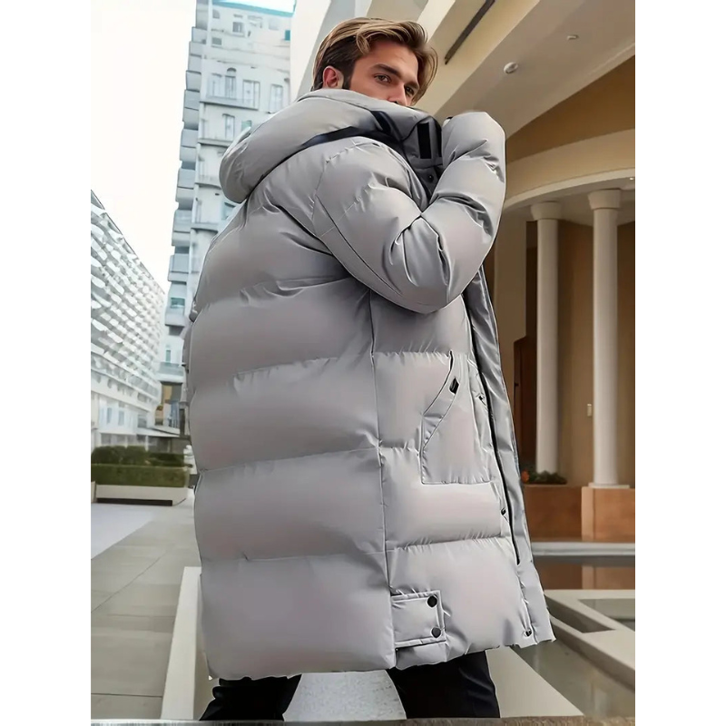 Winterjacke Herren | Lang Winterjacken für Herren | Langer Schnitt & Kapuze für Kälteschutz