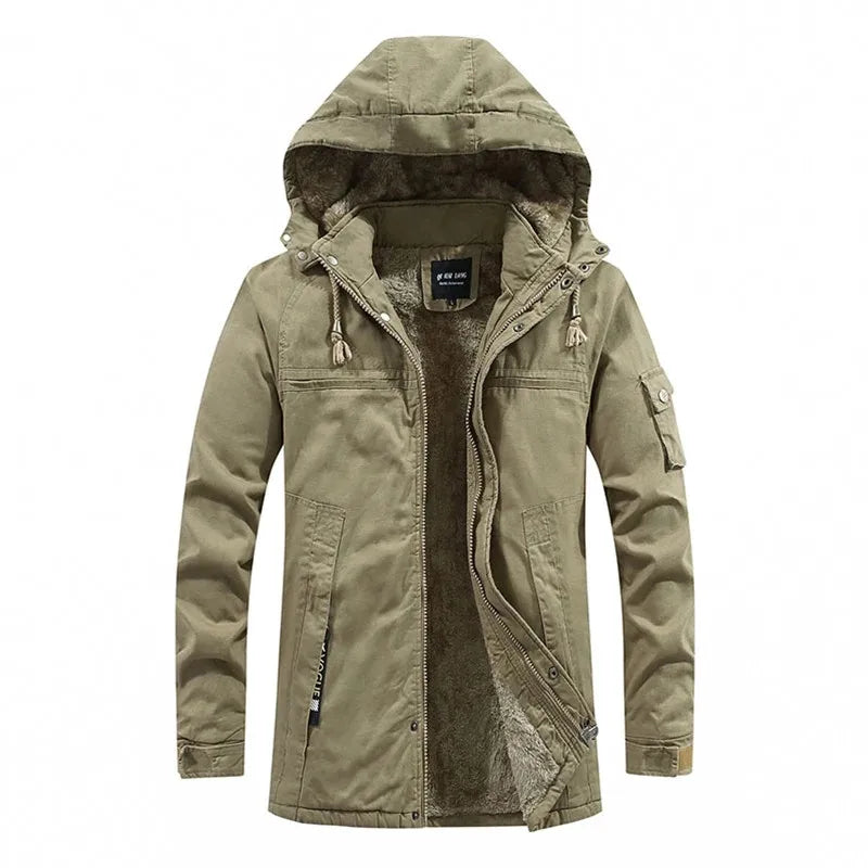 Winterjacke Mantel Herren | Verdeckter Zip & Kapuze gegen Kälte