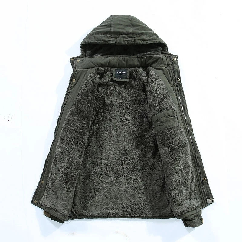 Winterjacke Mantel Herren | Verdeckter Zip & Kapuze gegen Kälte
