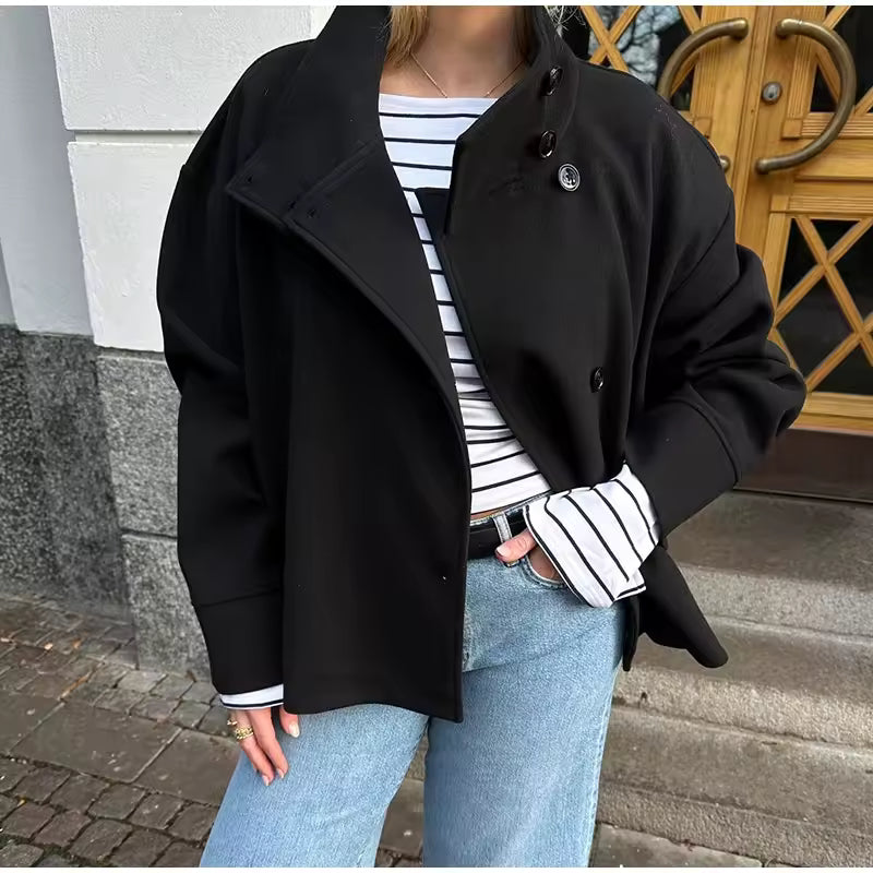 Drune | Damen Kurzer Übergröße Trenchcoat für Den Herbst