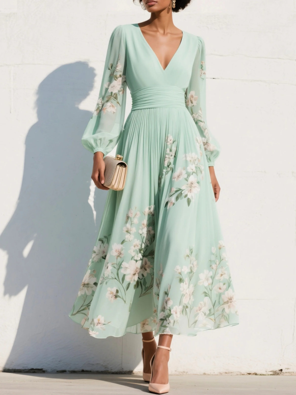 Evalyn – Maxikleid Aus Plissiertem Chiffon
